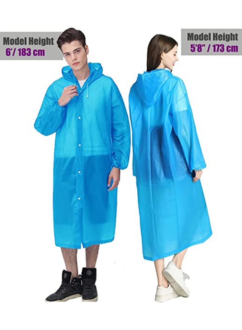 Raincoat, 2 Pack Portable EVA Backpack and Long Rain Coats Reusable Poncho with Hood and Elastic Cuff Sleeves for Men Women Travel, Songkran, Amusement Park, Rainy day - Image 4